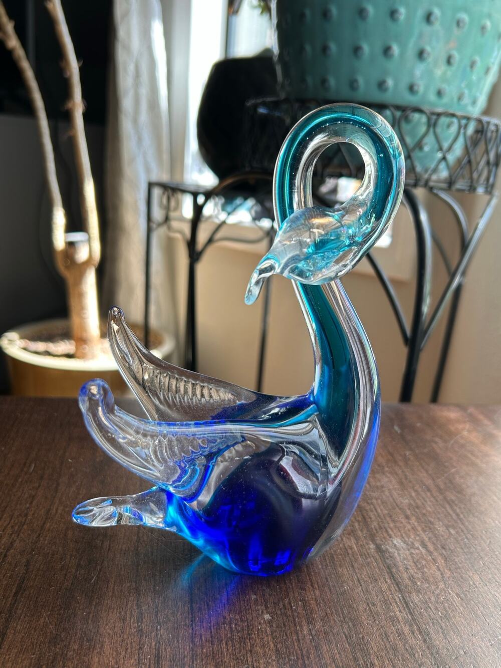 New Rubelli VA Murano Art Glass Swan blue